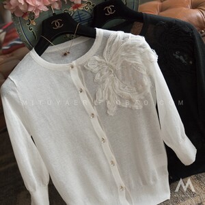 2026夏季新款针织防晒开衫女短款重工花朵韩版宽松冰丝薄款外套女