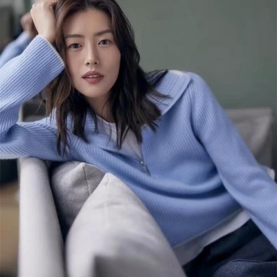 大表姐同款100%纯羊毛衫拉链翻领