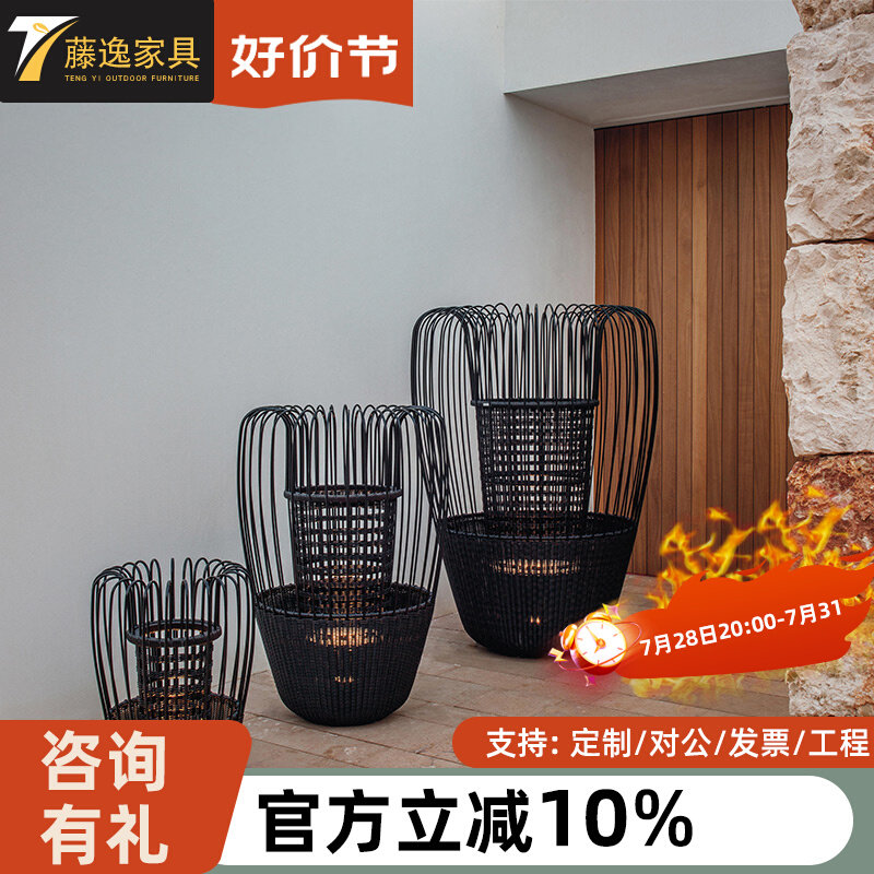户外花箱藤编花架落地式酒店民宿园林阳台花盆室内室外装饰定制