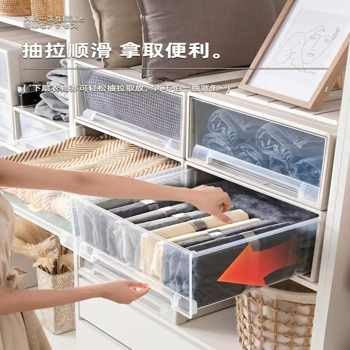 抽屉式收纳箱塑料透明衣柜收纳盒