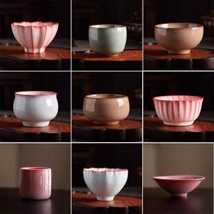 主人杯单杯茶杯个人杯品茗杯功夫茶具复古茶盏猪油冻汝窑故龙窑