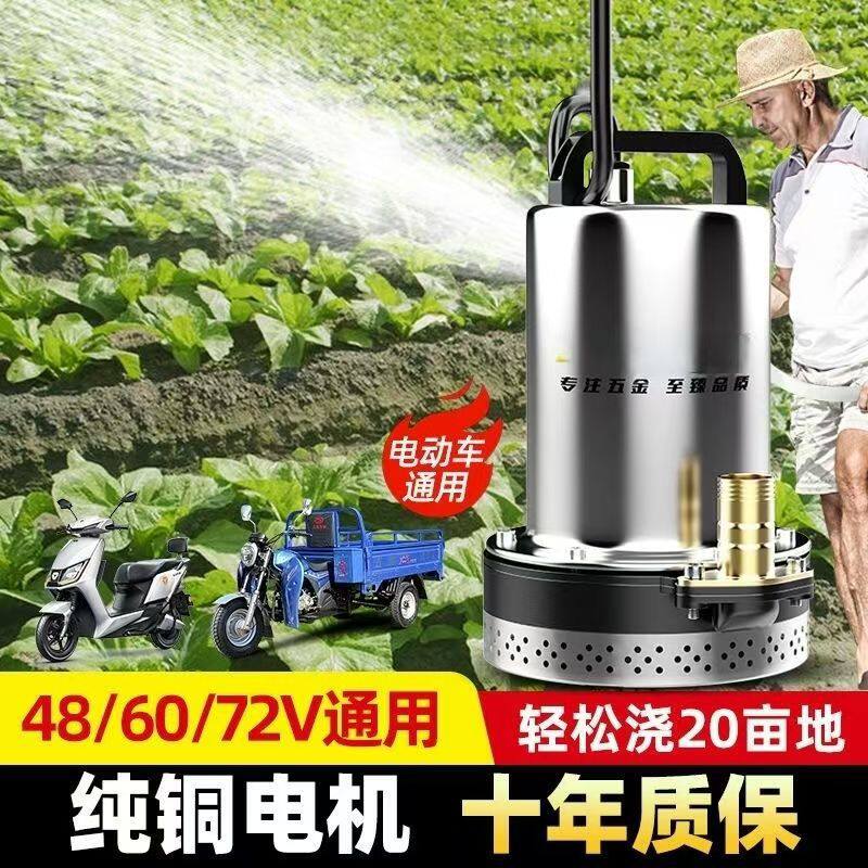 电动车直流潜水泵48-72V通用电动车抽水机小型抽水泵灌溉农用