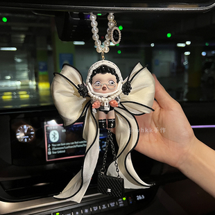 SP熊猫热潮汽车挂件小香风盲盒DIY手工后视镜珍珠车载礼物女
