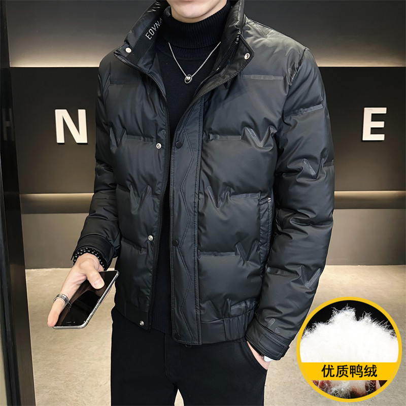 痞帅皮面羽绒服男士冬季新款2025今年流行爆款高级感冬装外套男款