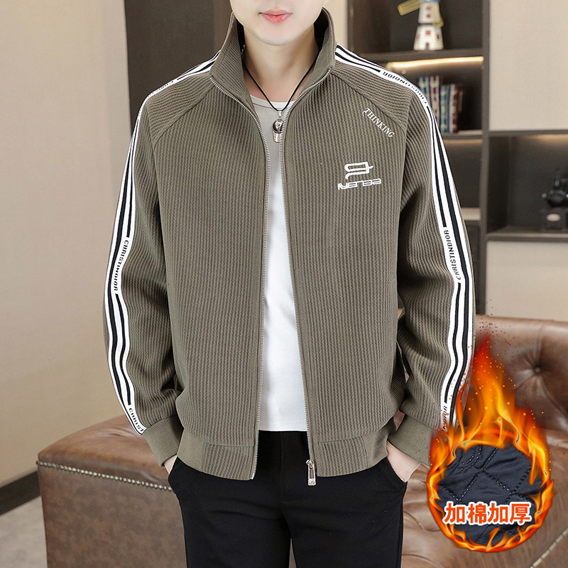 秋冬季新款男加棉外套时尚潮流立领工装二棉夹克加厚保暖帅气棉袄