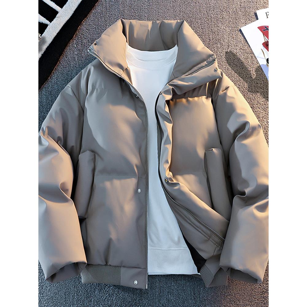 美式高街PU皮棉衣男士2025冬季新款廓形面包服立领棉袄高级感外套