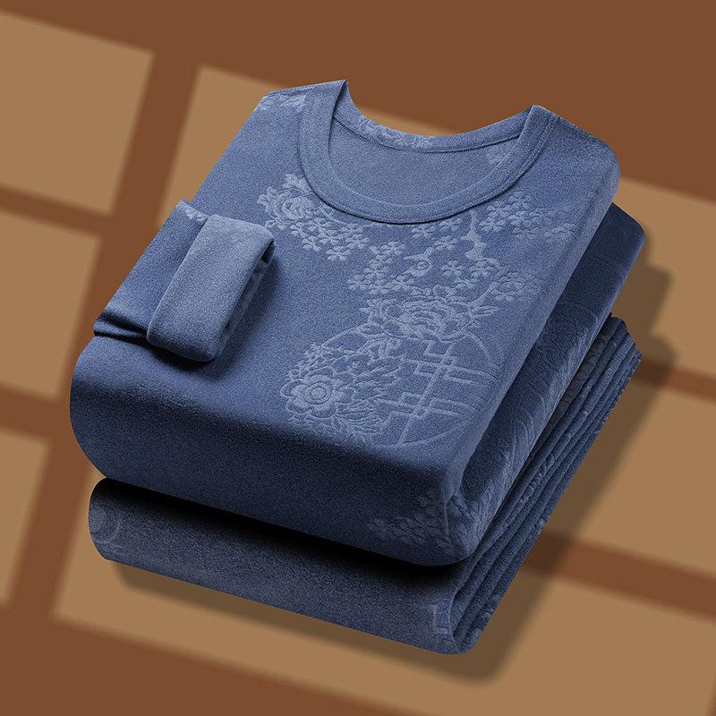 圆领男士防寒保暖内衣加厚男生秋衣秋裤冬季内搭男款套装棉毛衫男