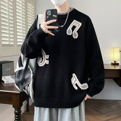 毛衣男士秋冬季新款青少年时尚圆领针织衫学生加厚宽松打底上衣潮