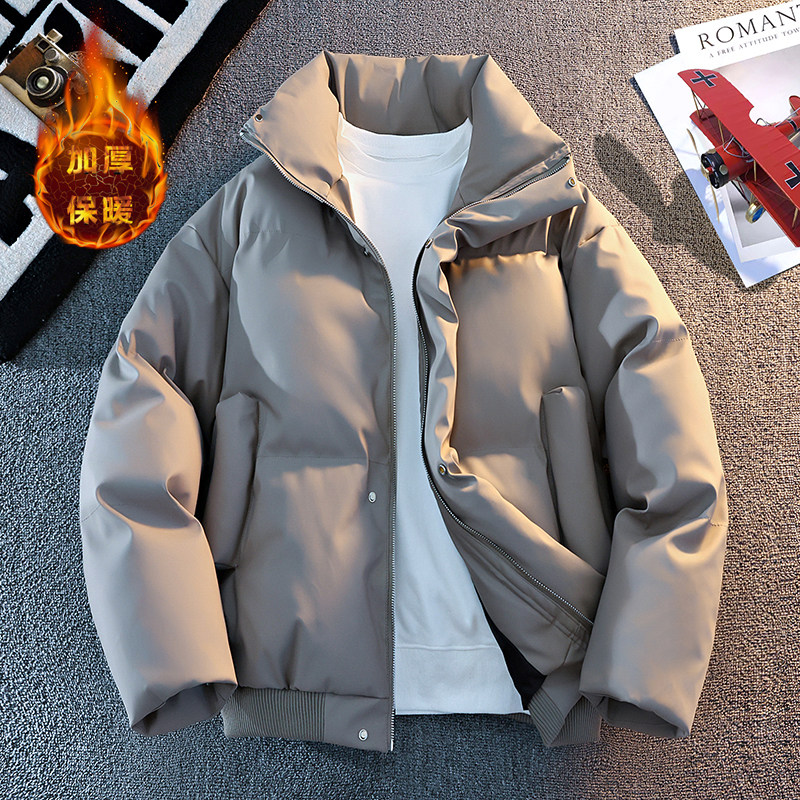 美式高街PU皮棉衣男士2025冬季新款廓形面包服立领棉袄高级感外套