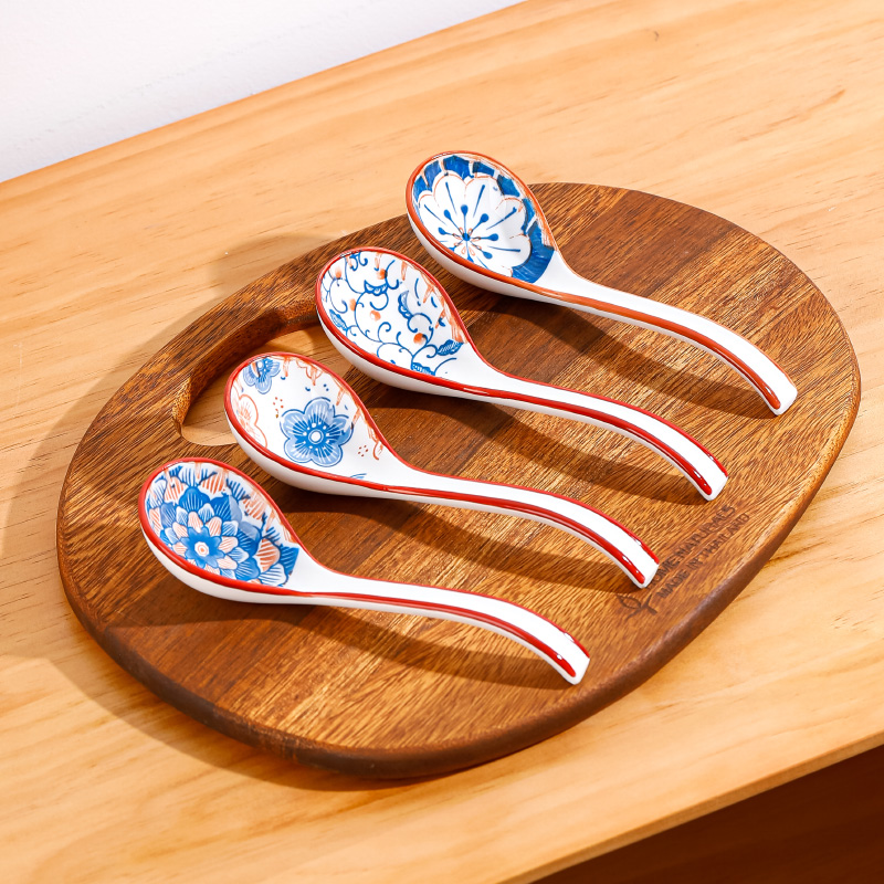 日式汤勺拉面勺大号长柄勺陶瓷勺