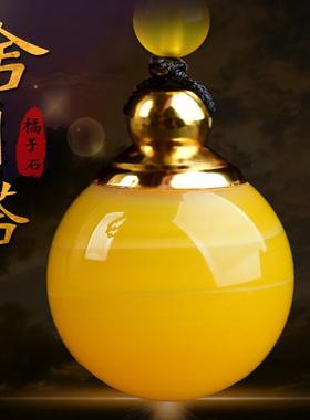 天然橘子石吊坠礼物石碑男女挂件舍利瓶塔嘎乌盒空心瓶楞严咒项链