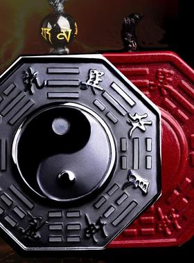 天然朱砂黑曜石五行八卦福吊坠项链男女士款礼物节日钥匙扣饰品