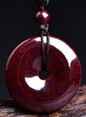 朱砂扣吊坠无事牌原矿朱砂原石挂件天然男女项链男女