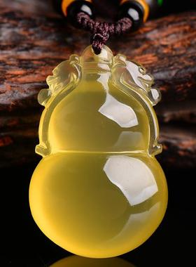 礼物黄水晶石葫芦项链灵葫福禄水晶饰品水晶发晶葫芦吊坠男女