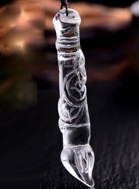 天然白水晶状元文昌笔玉吊坠学生考试中考挂件礼物吊坠项链钥匙扣