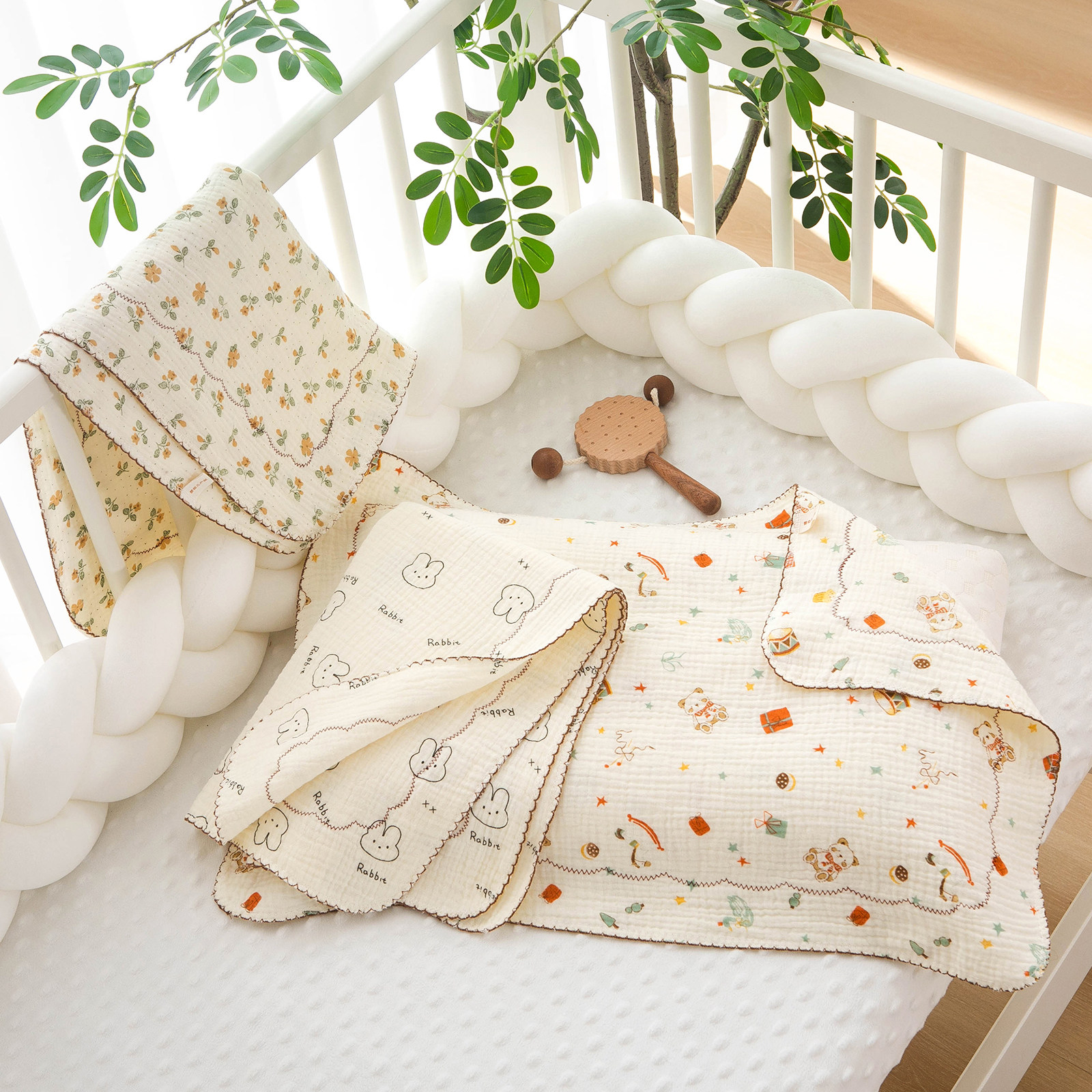 儿童枕巾纯棉a类纱布40X60cm吸汗透气宝宝幼儿园新生婴儿枕头盖巾