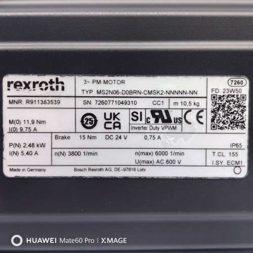 R911383539  MS2N06-D0BRN-CMSK2-NNNNN-NN  # Rexroth伺服电机