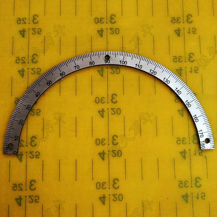 180度半圆刻度盘蚀刻半圆盘角度中分刻度角度盘外径128内径112厚2