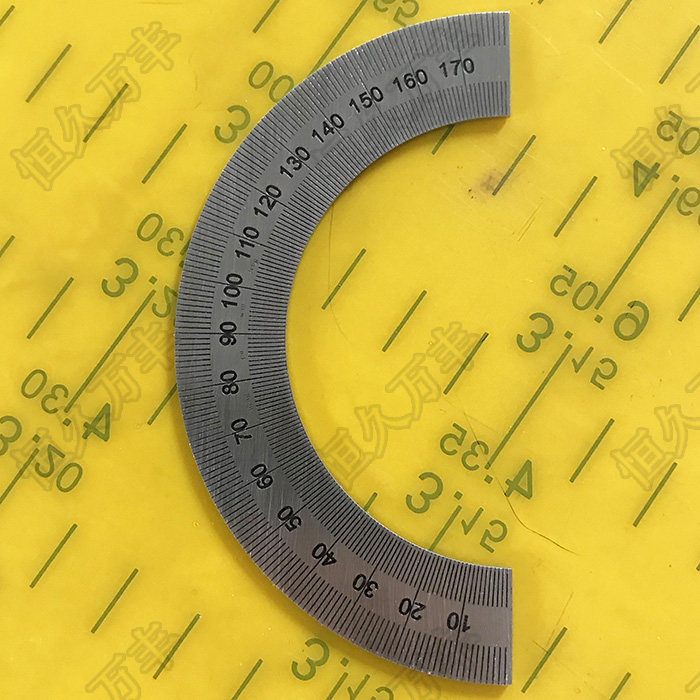 180度刻度盘半圆刻度盘角度盘机械加工刻度盘90x60x1刻度尺厂直销