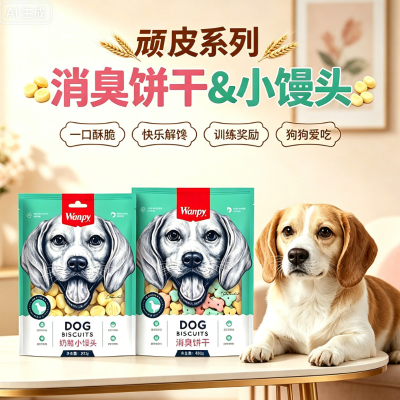 wanpy顽皮狗饼干小馒头消臭饼干幼犬成犬宠物零食磨牙狗训练奖励