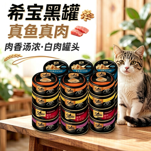 希宝进口黑罐白肉猫罐头罐头