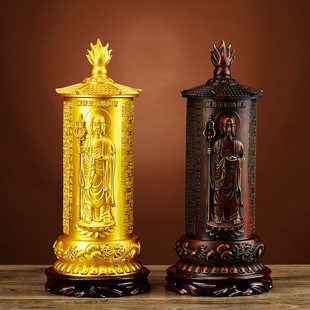 铜地藏王菩萨像浮雕十轮咒灭定业真言佛塔舍利塔家居佛堂供奉摆件