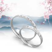 小号纯银大吉祥天女手镯男女款 银镯开口手环小礼品银饰品生日礼物