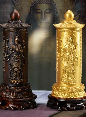 黄铜不空绢索观音菩萨像摆件