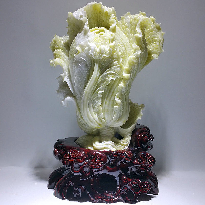白菜摆件岫玉遇百财工艺品