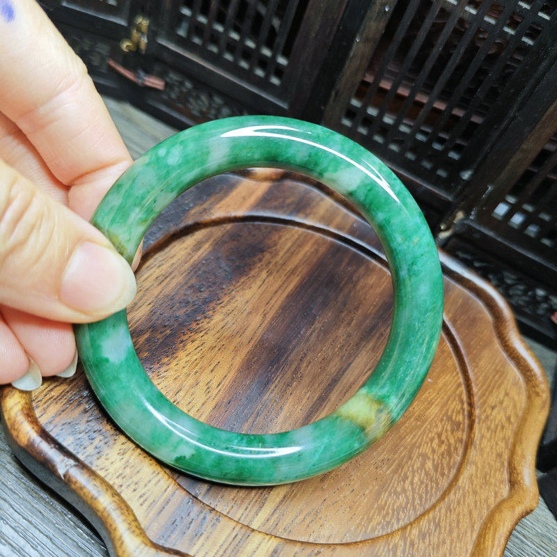 特惠天然南阳独玉天然复古圆条玉石手镯内径58mm 证书
