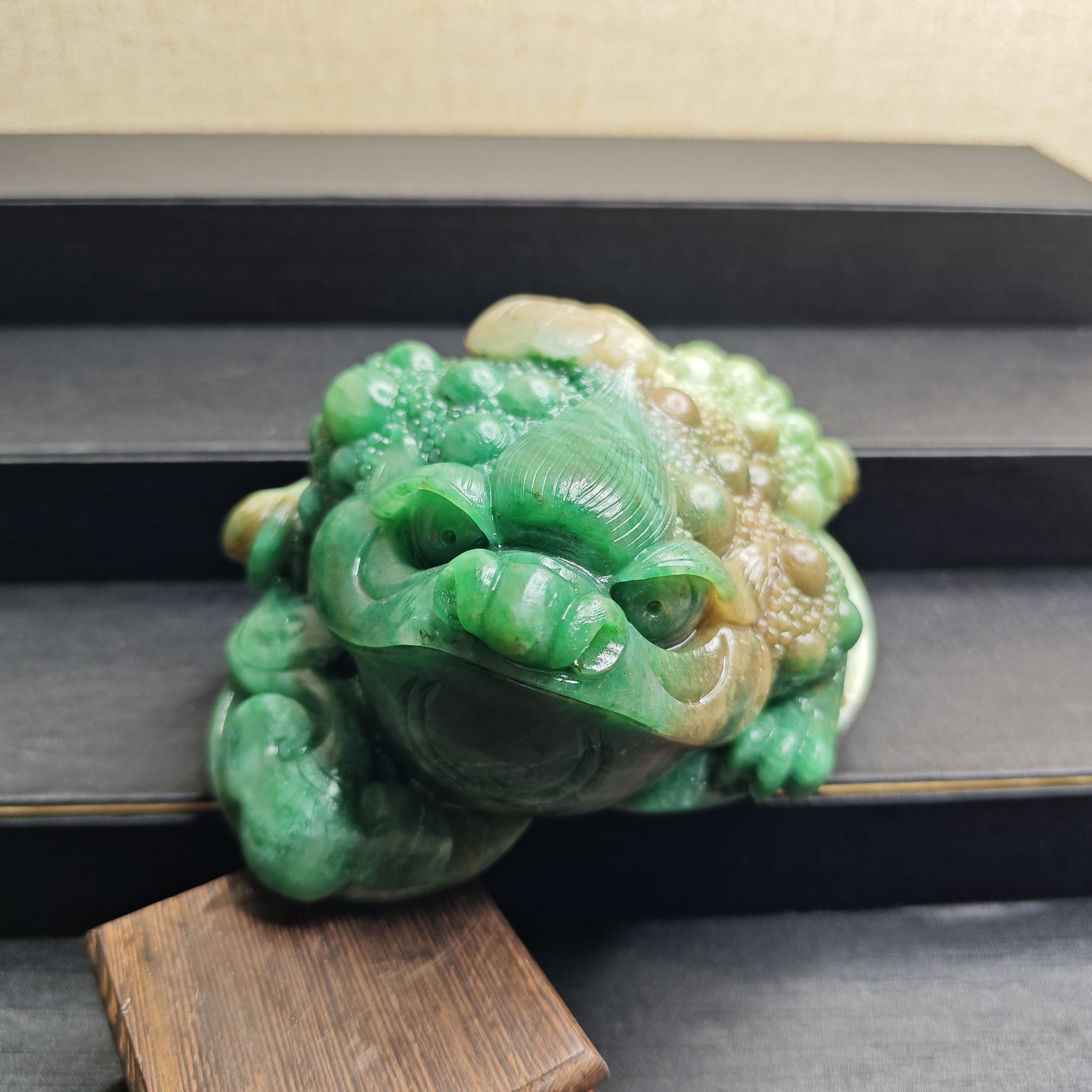 天然老坑南阳独玉冰润满绿翠绿大富大贵金蟾手把件摆件茶宠礼物