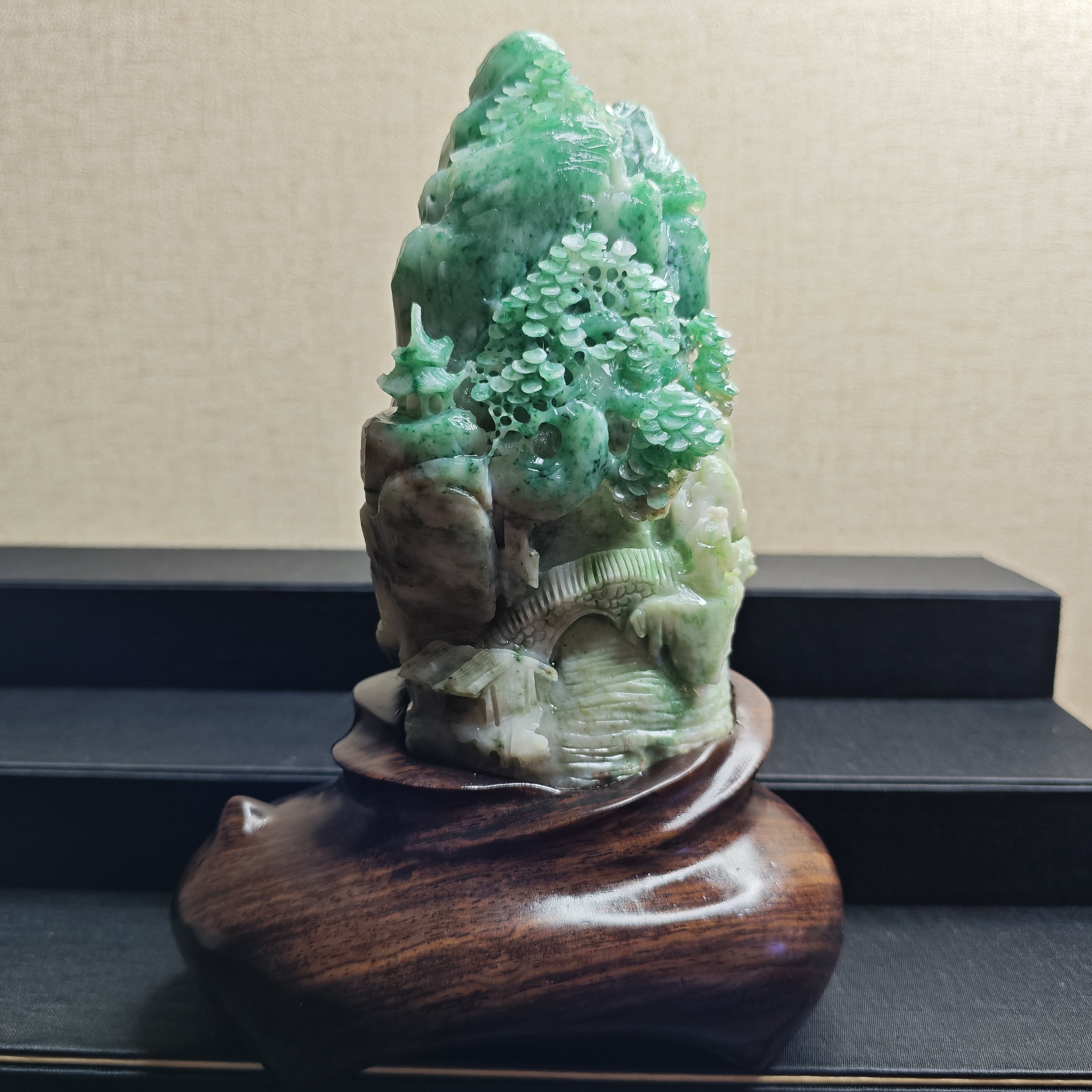 天然独山南阳摆件大师雕刻山水步步高升招财玉石家居客厅高端礼品