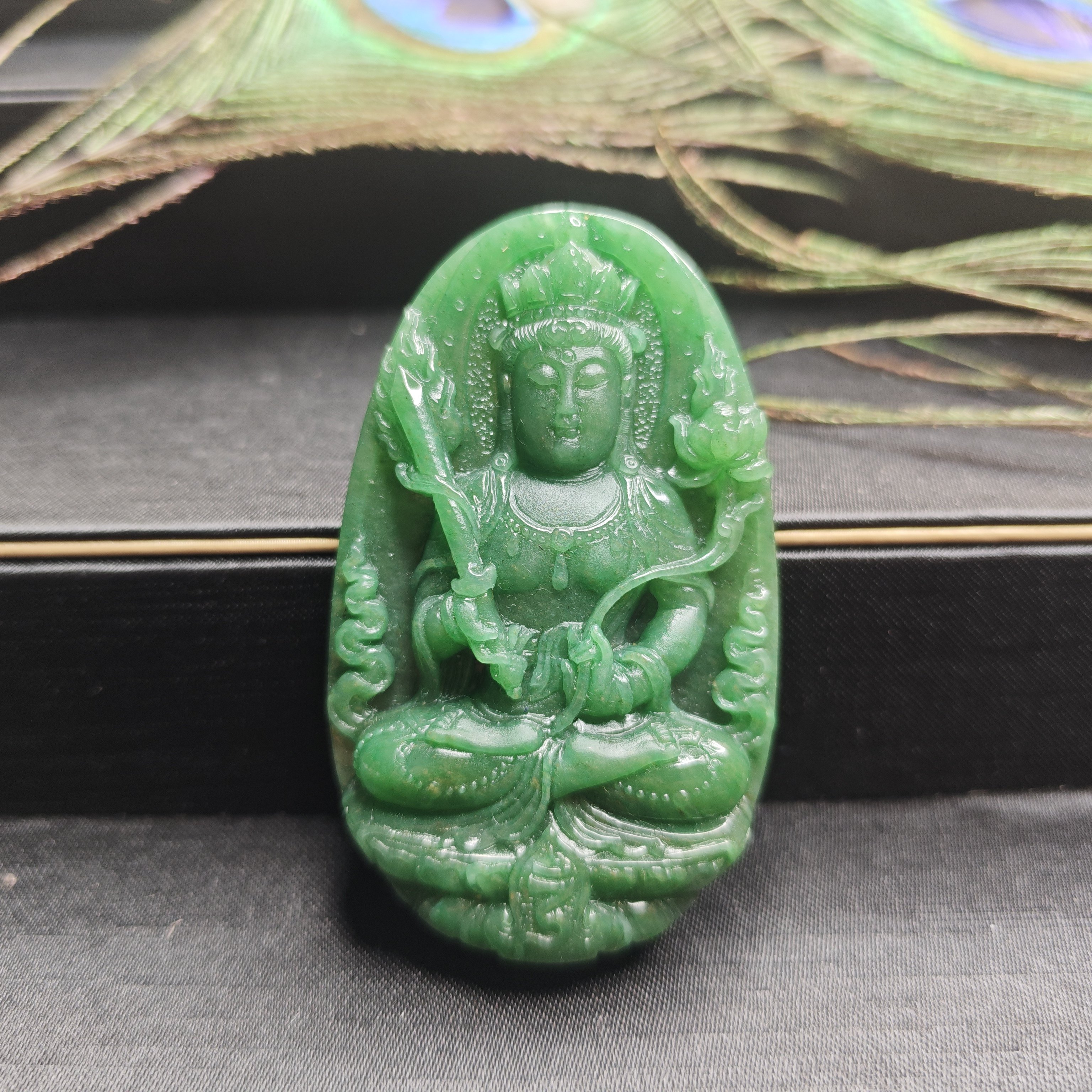 天然老坑南玉石玉器观音吊坠挂件证书