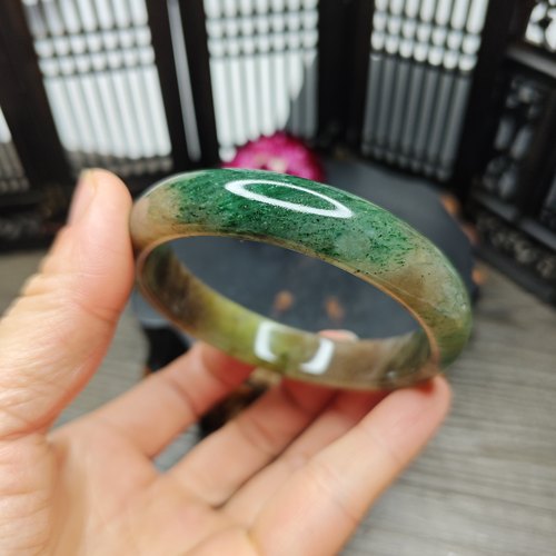 天然老料南阳独玉冰富贵黄玉石玉器手镯女人礼物证书礼物62mm
