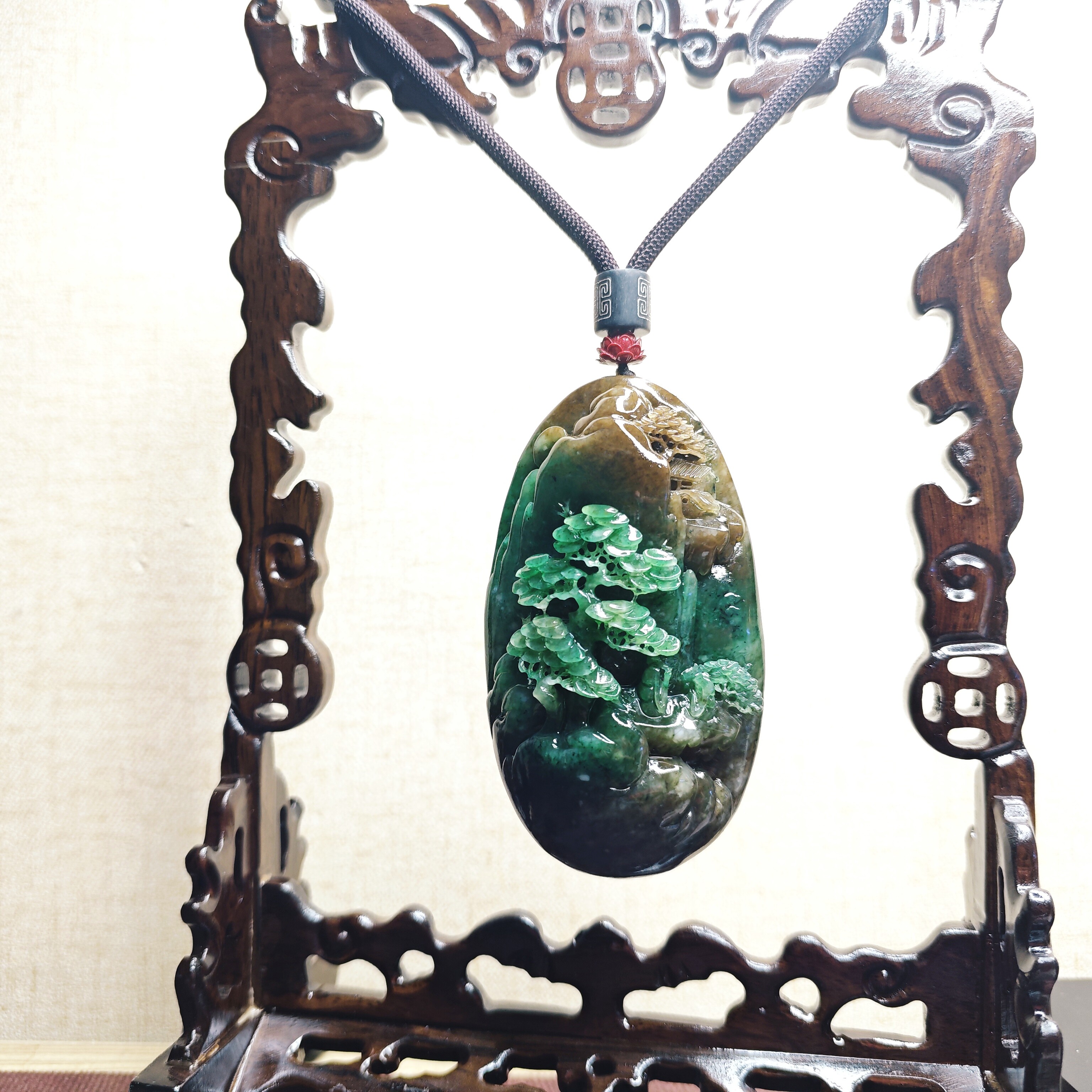 志高存远老坑独玉红糖加天蓝精雕山水意境手把件玩件摆件风水艺术