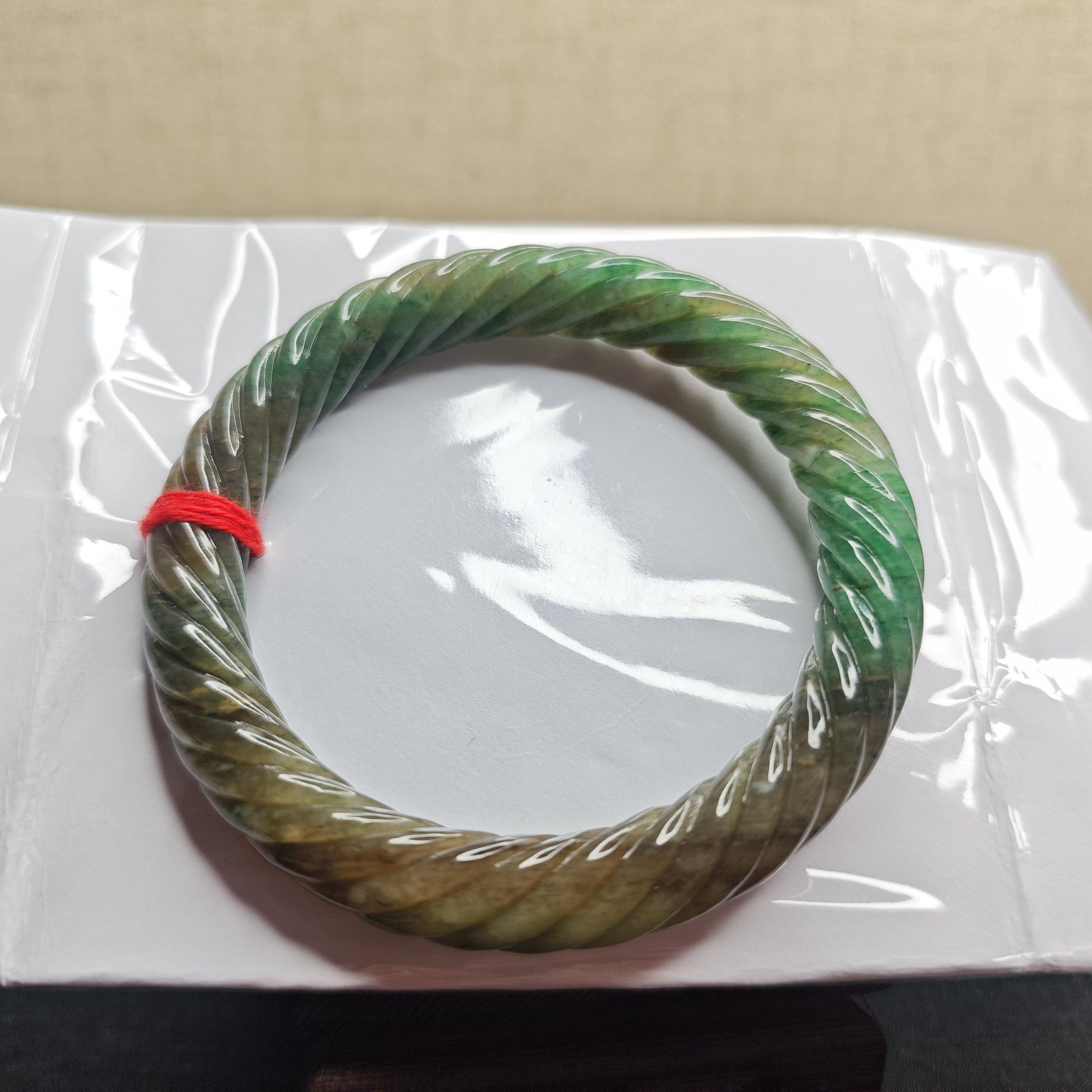 南阳独玉多色圆条立体麻花手镯平安镯玉石玉器玉石镯子女手饰品60