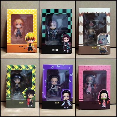 鬼灭之刃 可动 炭治郎 祢豆子 我妻善逸 富岗义勇 Q版 粘土人手办