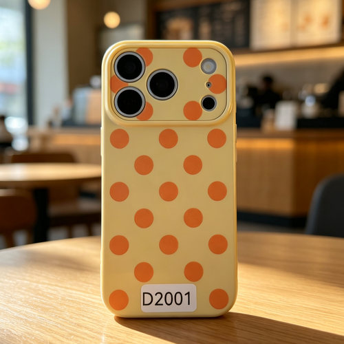 D2001 黄色波点 精孔亮面爱心边软硅胶17promax苹果17pro新款iphone16pro保护套15创意防摔全包 14 13 12 11
