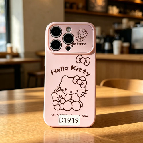 D1919 粉色kitty 精孔亮面爱心边软硅胶17promax苹果17pro新款iphone16pro保护套15创意防摔全包手机壳