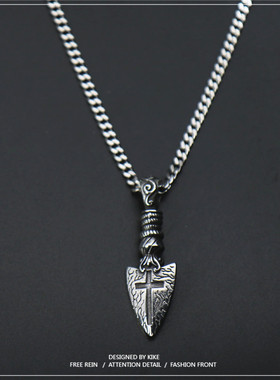 箭头十字架项链男士原创韩版复古