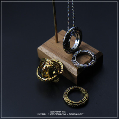 天文球戒指浑天仪戒指男女情侣款项链情侣一对小众创意送男友礼物