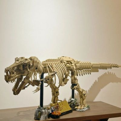 侏罗76968霸王龙化石骨架恐龙摆件拼装积木玩具礼物高难度男孩
