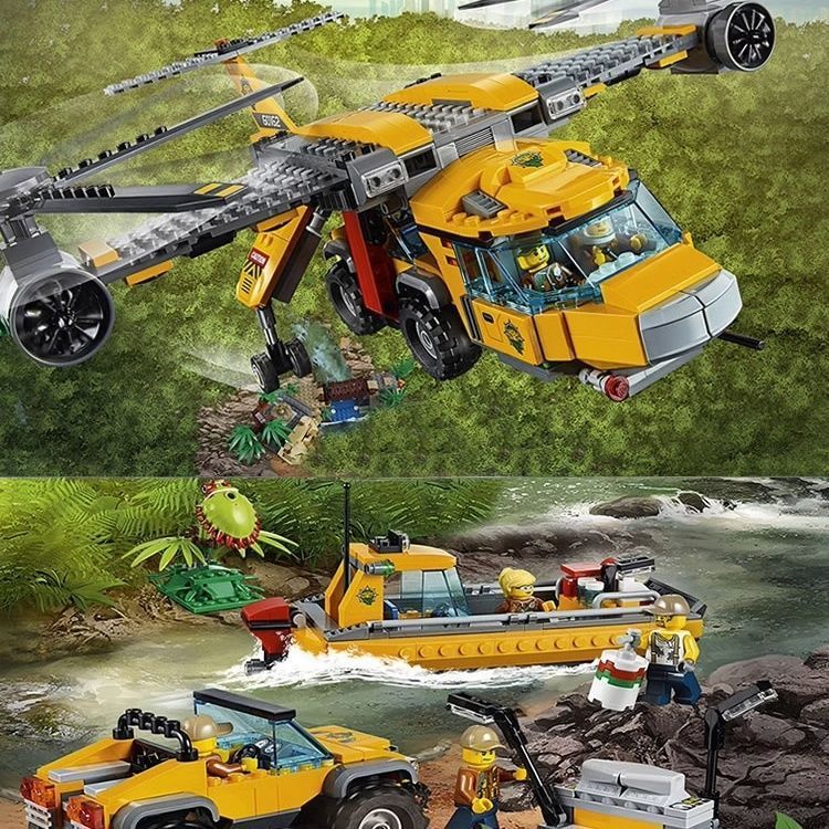 超级城市探险系列丛林空投直升机60162基地拼装玩具城市大型9岁