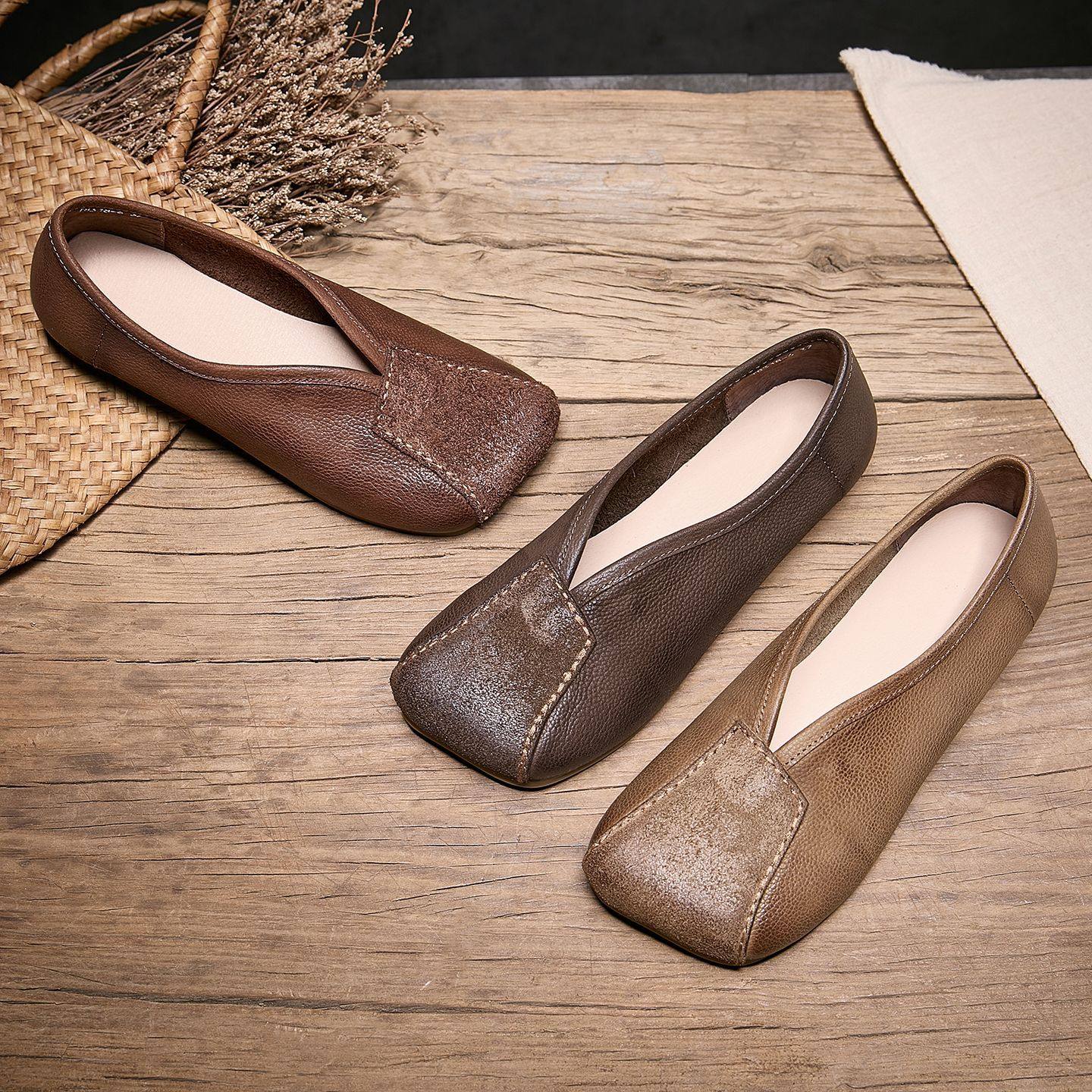 气质通勤单鞋女粗跟春夏新款方头舒适低跟工作鞋百搭平底浅口女鞋,女鞋,时尚休闲鞋,淘宝优惠券,粉丝福利购,淘宝优惠卷