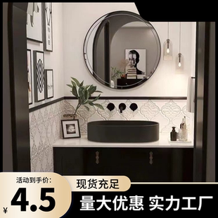 欧式 墨绿窑变复古红色白色灯笼手工砖瓷砖玄关背景墙