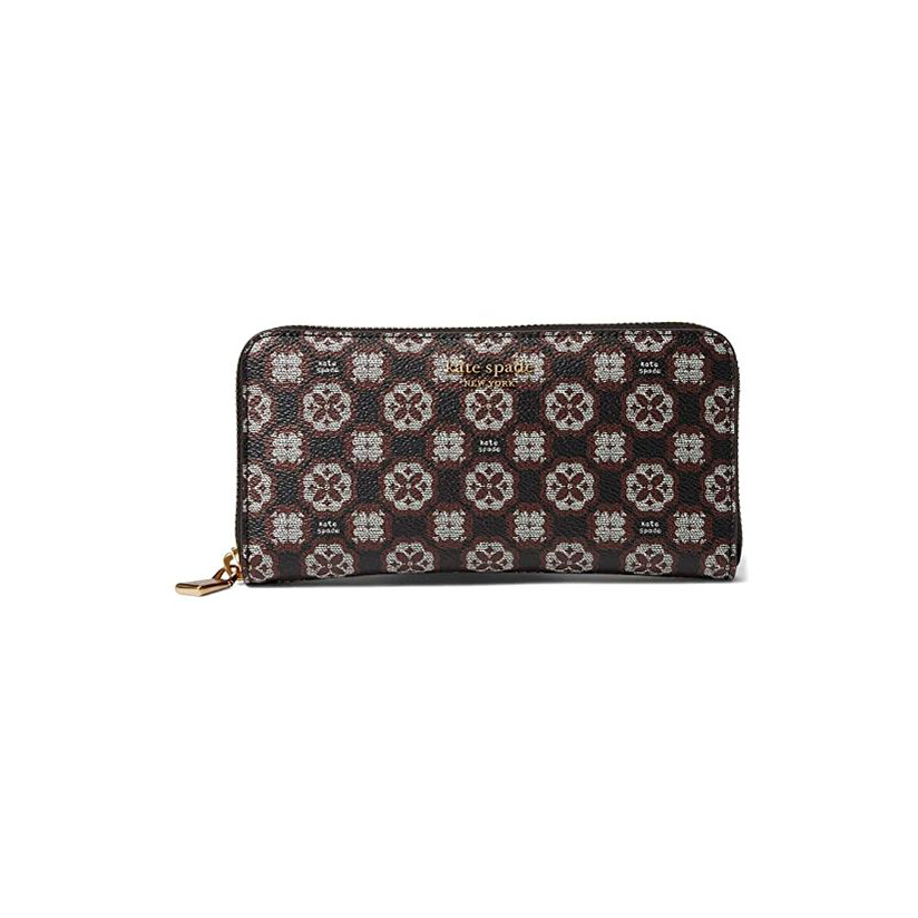 kate spade 凯特·丝蓓 spade 花朵交织图案涂层帆布环绕式拉链