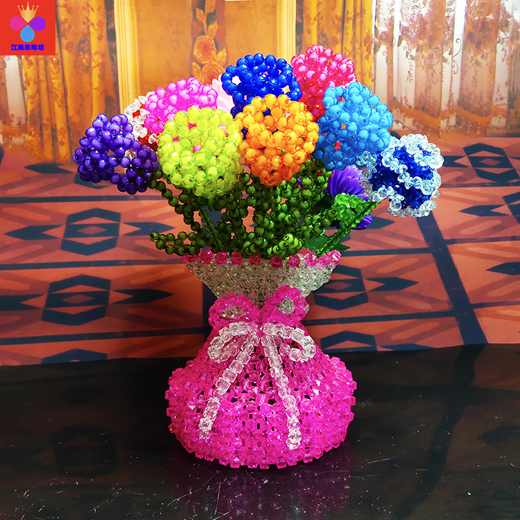 DIY手工串珠制作大口蝴蝶结花瓶材料包散珠子花朵家居装饰品摆件