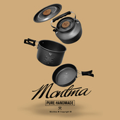 轻量装 Montma美式 户外锅具三件套煮锅炒锅烧水壶 备野餐露营炊具