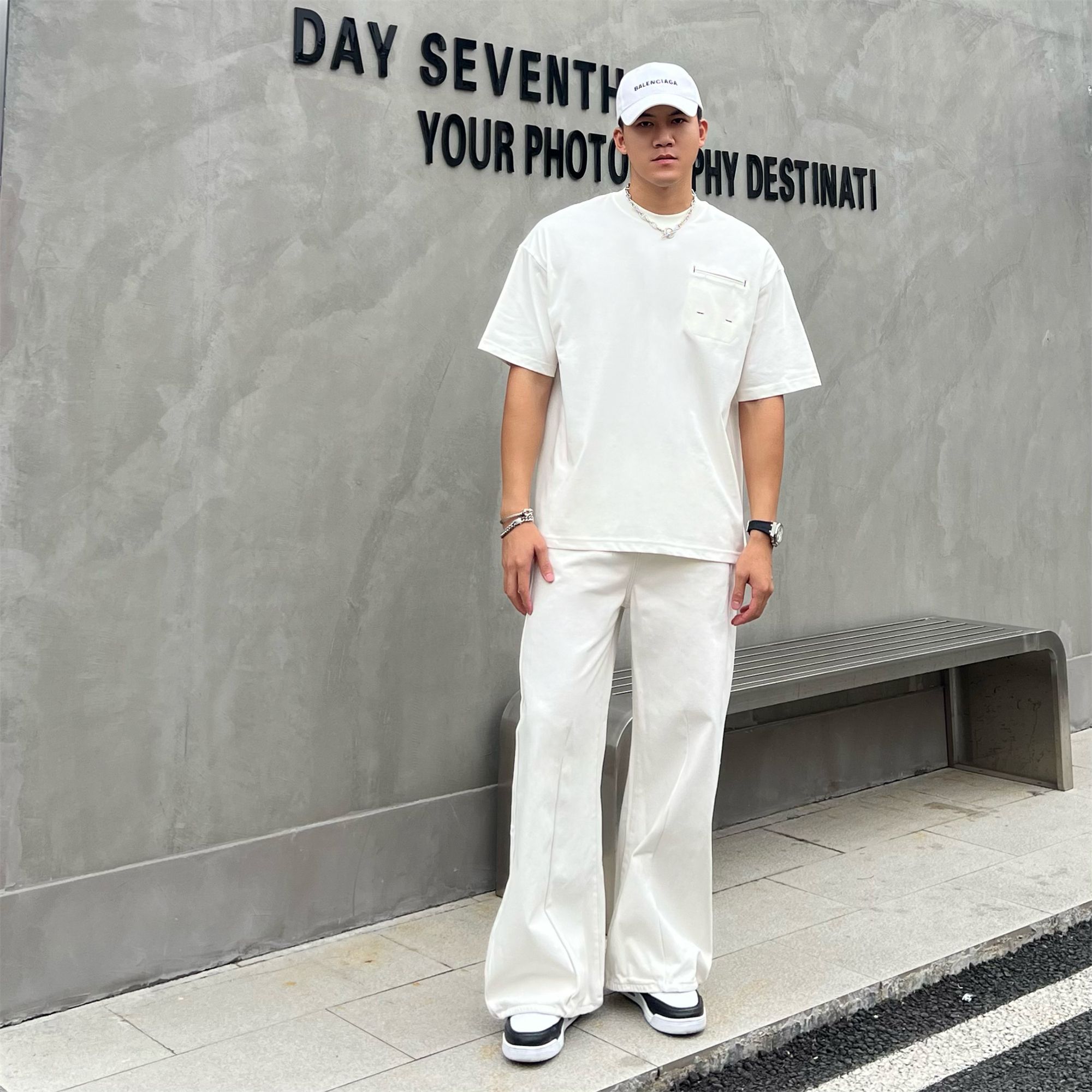 JZD美式高街直筒阔腿牛仔裤男