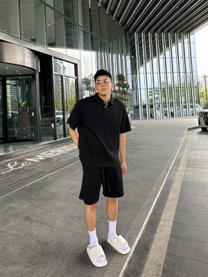 光膀子哥青年短袖夏季休闲套装